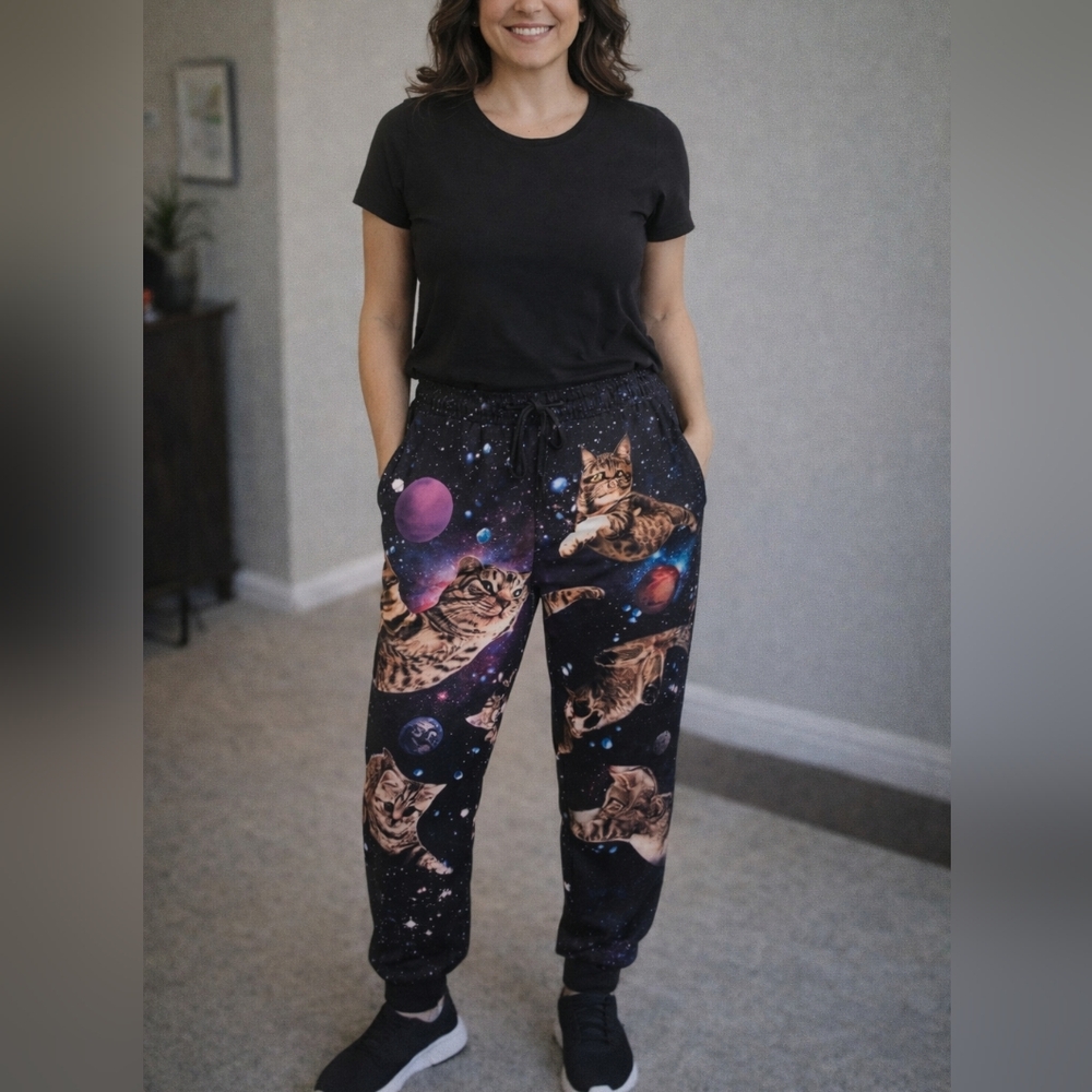 🌌 Galaxy Cat Print Joggers 😻